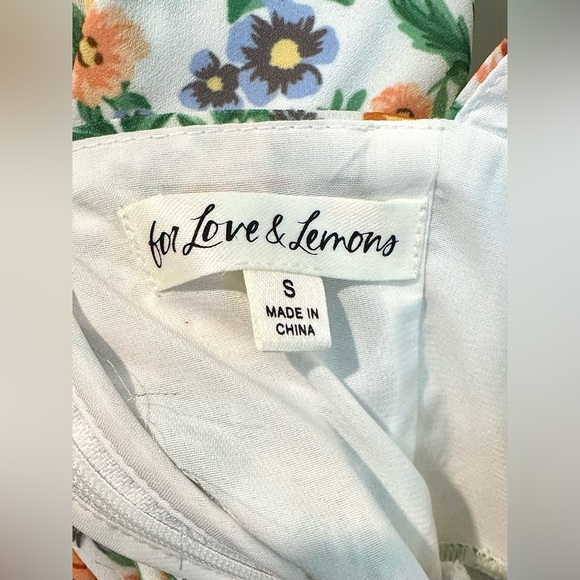 For Love & Lemons Rosalyn Mini Dress in Green Floral Women’s Sz Small - Picture 4 of 14